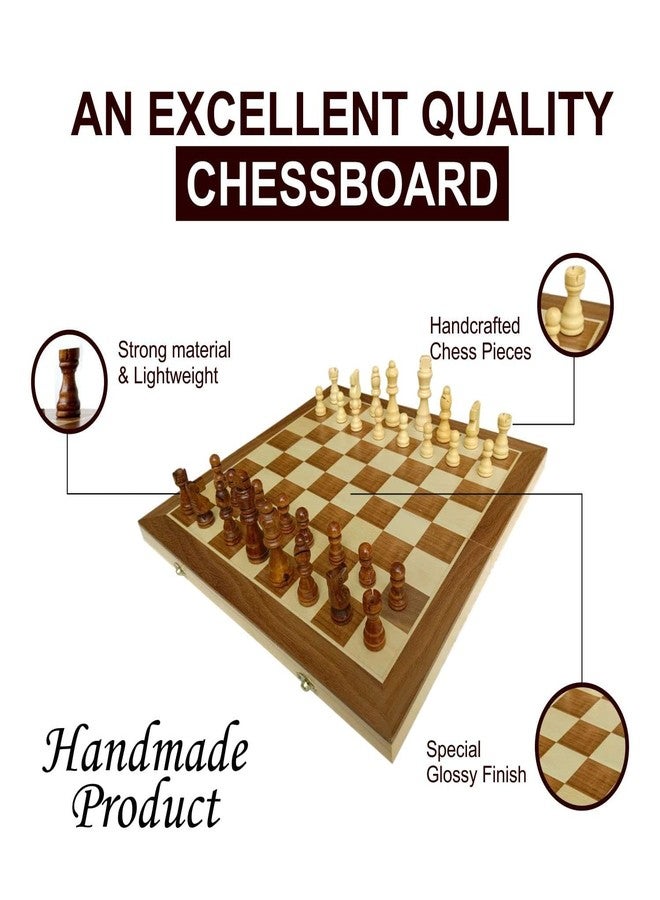 SPOCCO | 15"X15" Inch Chess Board Set Wooden - Professional Chess Board for Compatition Games | Non Magnetic Chess Set with 32 Wooden Pieces, King Size 3 Inch | Foldable Chess Set | Brown | WCB-175 - Image 2